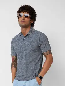 VASTRADO Self Design Polo Collar Cotton T-shirt