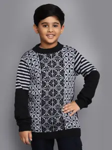 V-Mart Boys Geometric Self Design Acrylic Pullover