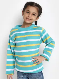 V-Mart Girls Striped Acrylic Pullover