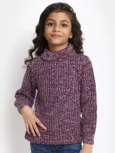 V-Mart Girls Self Design Cable Knit Wool Pullover