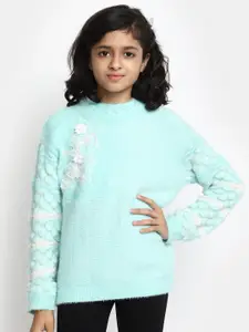 V-Mart Girls Round Neck Long Sleeves Embroidered Acrylic Pullover Sweater