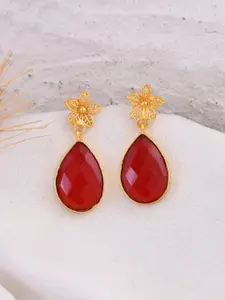 Silvermerc Designs Gold-Plated Teardrop Shaped Drop Earrings