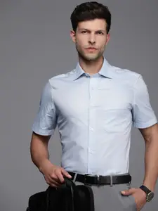 Louis Philippe Pure Cotton Self Design Textured  Classic Opaque Formal Shirt