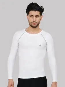 NEVER LOSE Round Neck Raglan Sleeves Compression Sports T-shirt