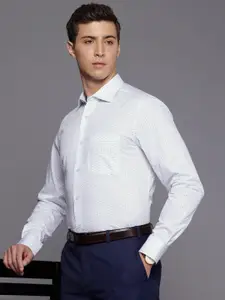 Louis Philippe Classic Opaque Geometric Printed Pure Cotton Formal Shirt