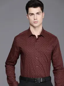 Louis Philippe Pure Cotton Slim Fit Opaque Printed Formal Shirt