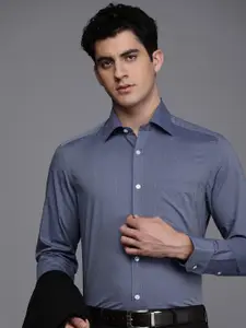 Louis Philippe Pure Cotton Self Design Textured  Classic Opaque Formal Shirt