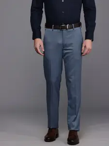 Louis Philippe Men Textured Slim Fit Formal Trousers