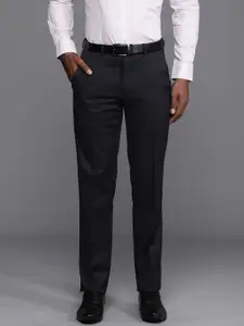 Louis Philippe Men Solid Mid-Rise Formal Trousers