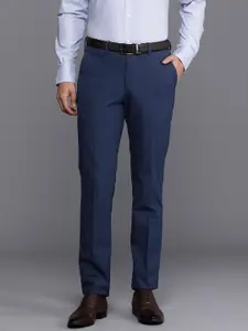 Louis Philippe Men Checked Slim Fit Trousers