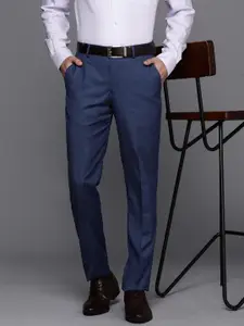 Louis Philippe Men Textured Slim Fit Formal Trousers