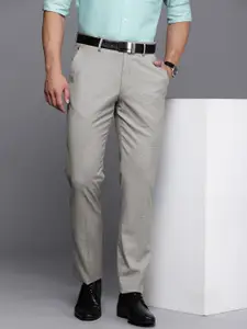 Louis Philippe Men Checked Slim Fit Formal Trousers