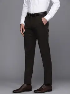 Louis Philippe Men Solid Mid-Rise Formal Trousers