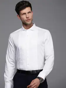 Louis Philippe Pure Cotton Pleated Slim Fit Opaque Formal Shirt