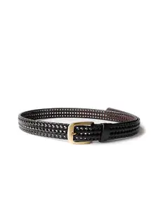The Roadster Lifestyle Co. Men Black Textured Leather Belt