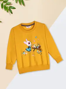 V-Mart Girls Graphic Printed Round Neck Fleece Pullover Sweatshirt