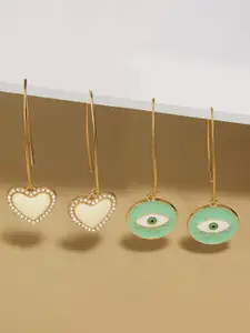 Zaveri Pearls Set Of 2 Gold-Plated Drop Earrings