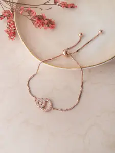 MANNASH Rose Gold Plated Cubic Zirconia Wraparound Bracelet