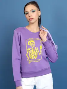 Tokyo Talkies Purple Trippy Cartoon Printed Pullover Sweatshirt