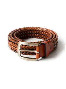 The Roadster Lifestyle Co. Men Tan Textured Leather Belts
