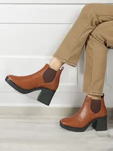 ELLE Women Platform-Heeled Mid-Top Chelsea Boots