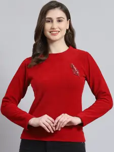 Monte Carlo Round Neck Pullover Sweatshirt With Embroidered Detail