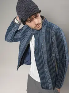 Campus Sutra Striped Windcheater Cotton Tailored Jacket