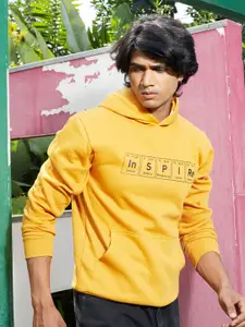 Campus Sutra Typography Printed Hooded Cotton Pullover