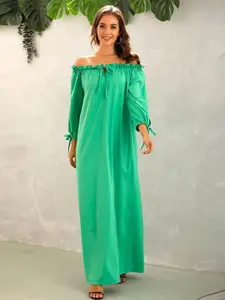 StyleCast Green & green Off-Shoulder Puff Sleeve Maxi Dress
