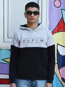 Campus Sutra Typography Printed Hooded Cotton Pullover
