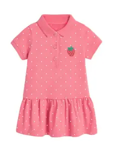 StyleCast Girls Pink Polka Dot Printed Layered T-shirt Dress
