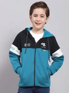 Monte Carlo Boys Colourblocked Hooded Front-Open Sweatshirt