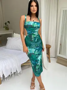 StyleCast Green & evergreen Floral Print Bodycon Maxi Dress