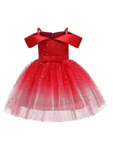 StyleCast Red & christmas red Embellished Cold-Shoulder Fit & Flare Dress