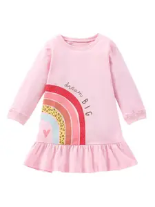 StyleCast Pink Graphic Print Layered Cotton A-Line Mini Dress