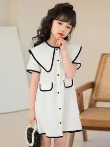 StyleCast Girls White Fit & Flare Cotton Dress