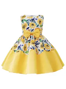 StyleCast Yellow & white Floral Print Fit & Flare Dress