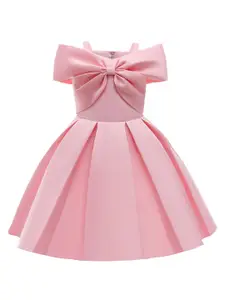 StyleCast Pink & blue Cold-Shoulder Fit & Flare Dress