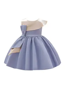 StyleCast Girls Blue Colourblocked Fit & Flare Dress
