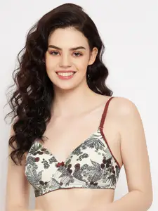 Clovia Off White Printed Full Coverage Lightly Padded T-Shirt Bra With All Day Comfort