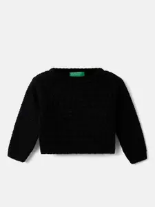 United Colors of Benetton Girls Cropped Fit Cable Knit Sweater