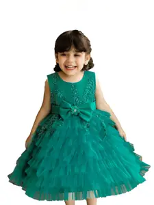 StyleCast Green Embellished Fit & Flare Dress