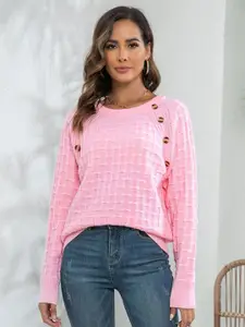 StyleCast Pink Ribbed Acrylic Pullover