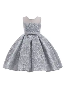 StyleCast Girls Grey Self Design Fit & Flare Dress
