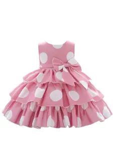 StyleCast Pink & White Polka Dot Print Fit & Flare Dress
