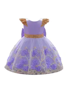 StyleCast Purple & paisley purple Floral Embroidered Lace Fit & Flare Midi Dress
