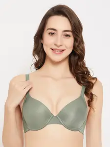 Clovia Green Half Coverage Underwired Lightly Padded Push-Up Bra With All Day Comfort