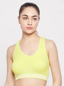 Clovia Yellow Full Coverage Lightly Padded Rapid-Dry Workout Bra With All Day Comfort