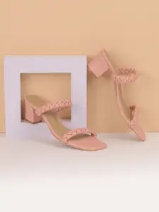 Metro Textured Double Strap Block Heels