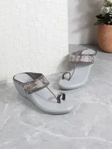 Mochi Embellished One Toe Wedge Heels